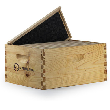 Assembled 9 5/8 Wax Dipped 10 Frame Hive Body Kit with Black Max Wax Frames,WP190, Mann Lake Ltd.